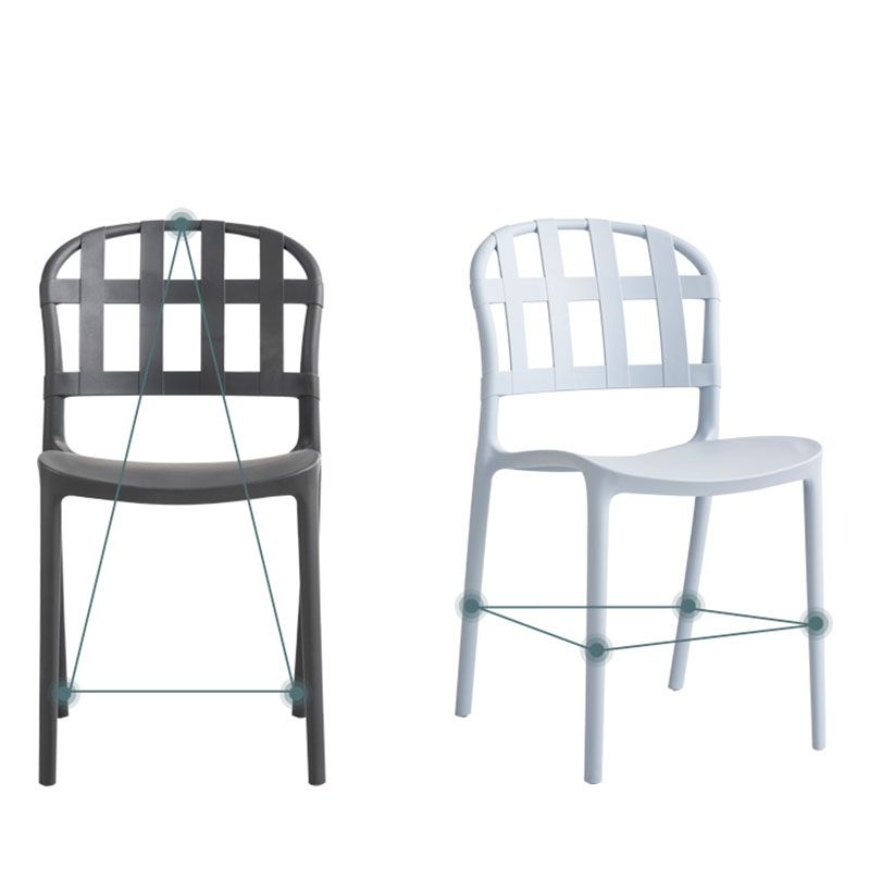 Sillas traseras abiertas sin brazos del estilo escandinavo que apilan la silla lateral plástica
