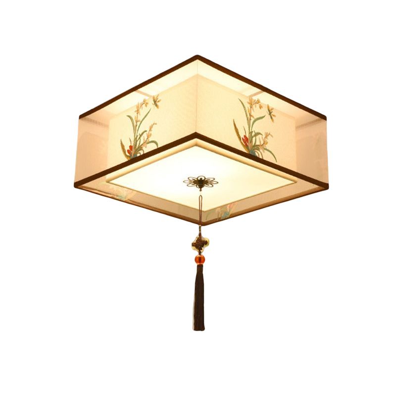 Traditional Style Fabric Ceiling Light Multi Lights Ceiling Mount Light