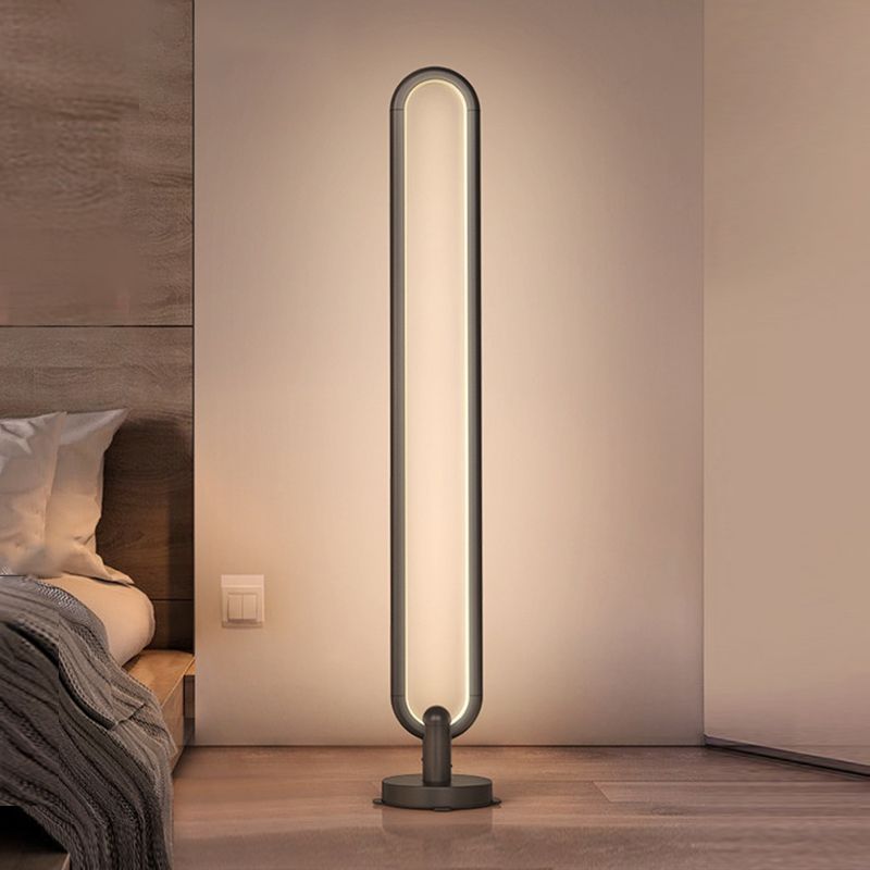 1 leichte ovale Stehlampe zeitgenössische Metalllampen in Schwarz