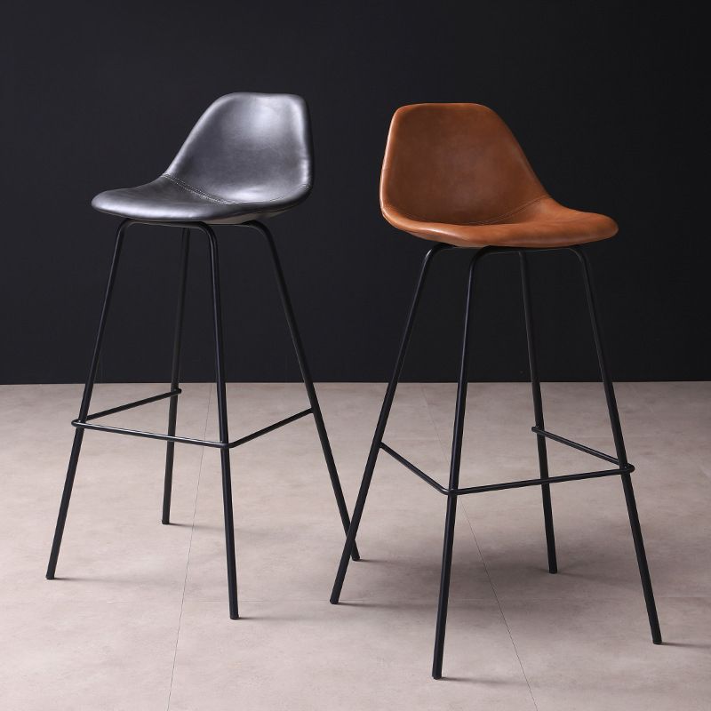 Leather Bar Stool Modern Low Back Counter Stool for Bristol with Metal Base