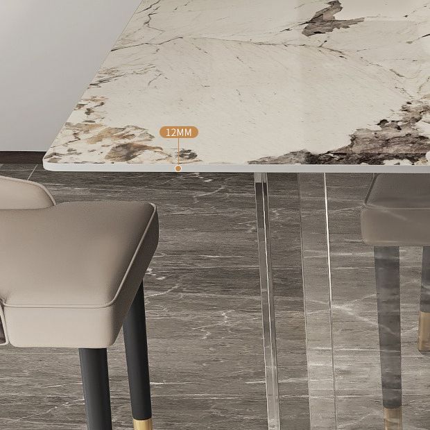 Mesa rectangular contemporánea acrílica mesa de piedra sinterizada para comedor