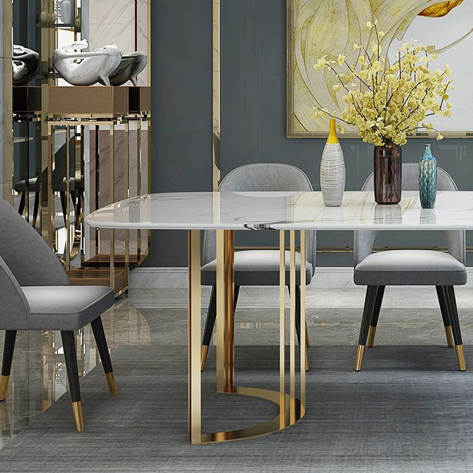 Modern Marble Top Dining Table Set Rectangle 1/4/5/7 Pieces Dining Table with Chairs