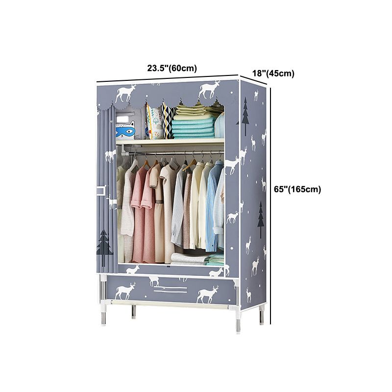 Steel Frame Wardrobe Cabinet Modern Style Wardrobe Armoire with Drawer