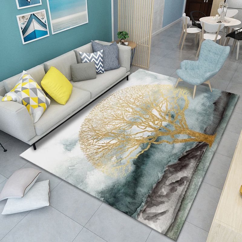 Eclectic Flowing Wave Print Rug Polyester Carpet Stain Resistant Indoor Carpet for Living Room