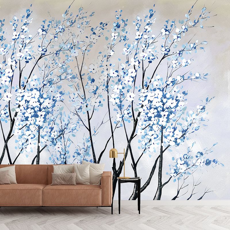 Big Photography Sakura Blossoms Mural Wallpaper Guest Room Decorative Wall Art in Soft Color, Made to Measure