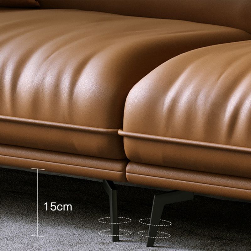 Modern Genuine Leather Living Room Cushions Pillow Top Arm Settee