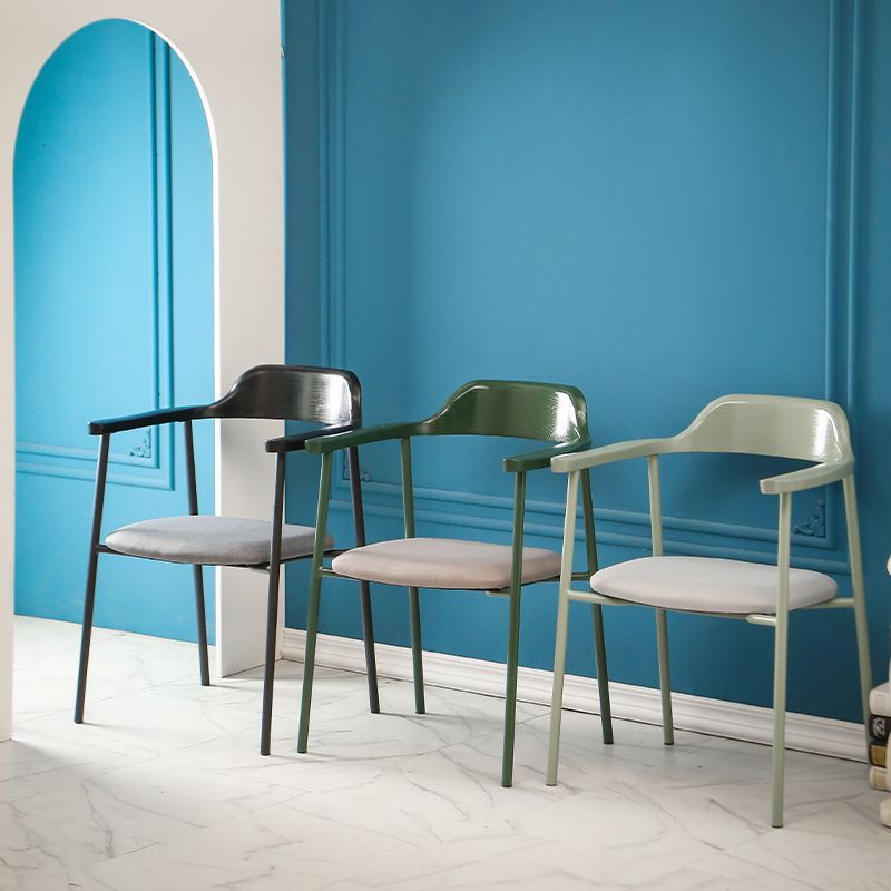 Contemporary Style Dining Chair Metal Open Back Dining Arm Chair