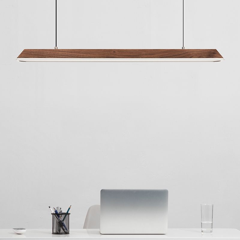 Modern 1-Light Island Light Linear Wood Island Chandelier Lights for Office