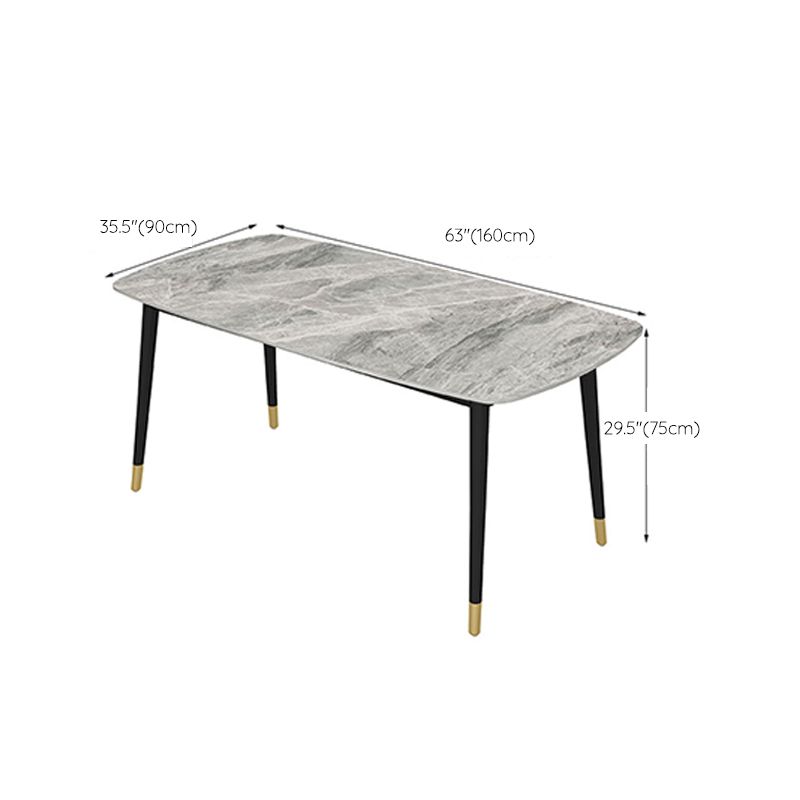 Industrial Dining Rectangle Table Sintered Stone Table with Metal Legs for Home