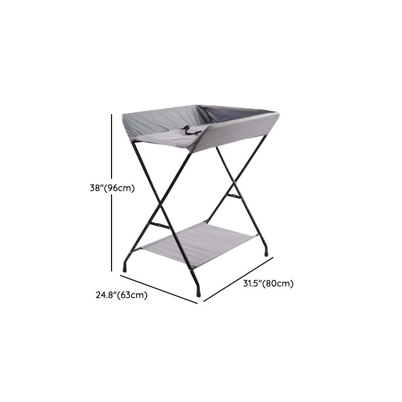 Metal Frame Baby Changing Table Folding with Storage Basket for 0-3 Years Old