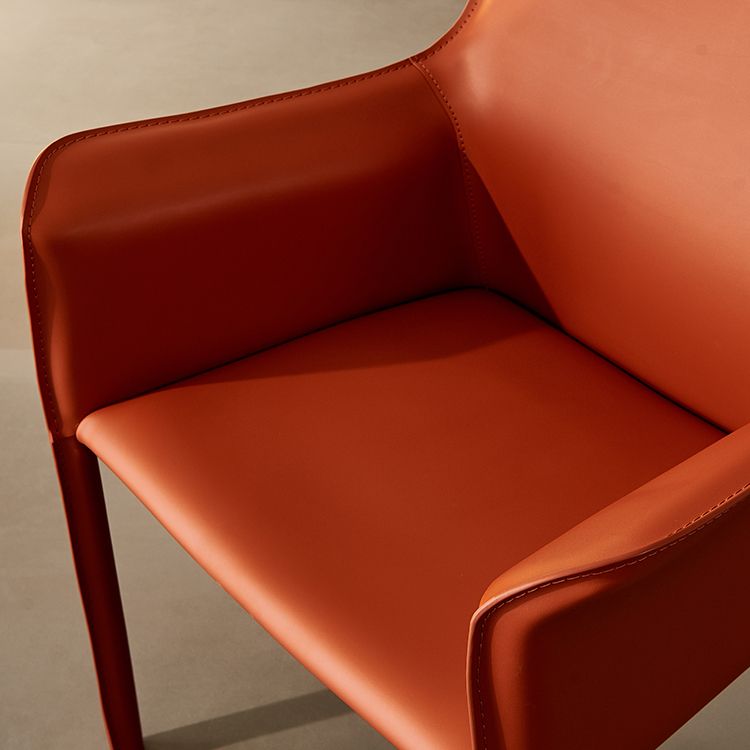 Modern Arm Dining Chair Faux Leather Low Back Dining Side Chair