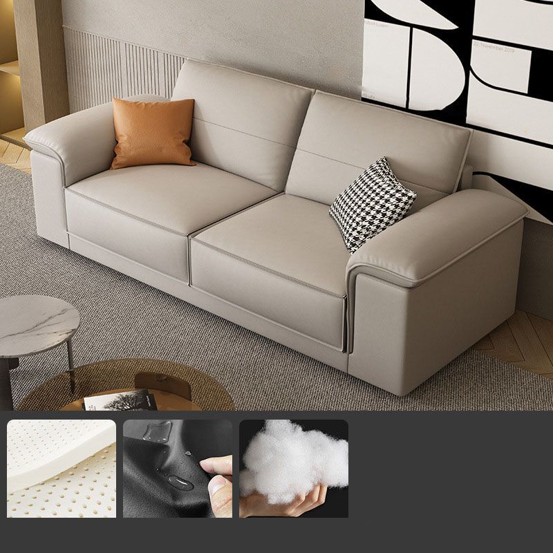Contemporary 35.4" H Faux Leather Pillow Top Arm Sofa for Living Room