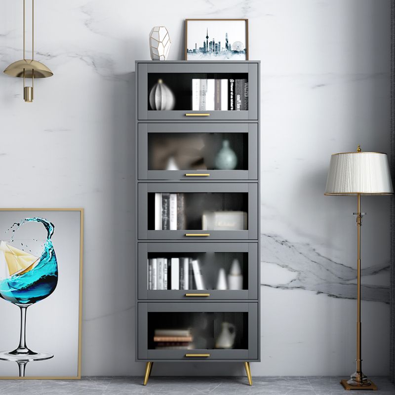 Modern Style Bookcase Closed Back Bookshelf with Door for Home Office