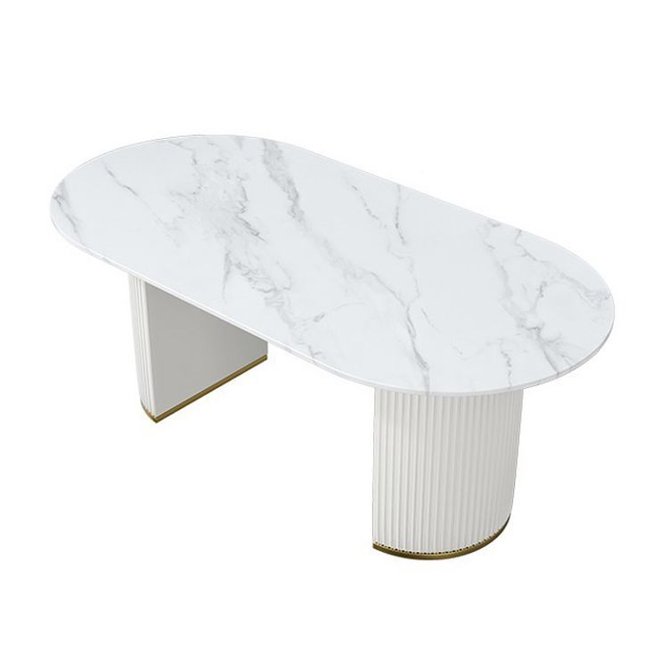 Oval Dining Table Traditional Luxury Dining Table with Double Pedestal