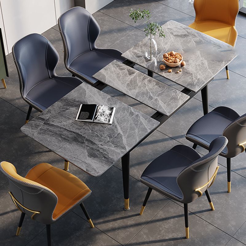 Scandinavian Style Wingback Side Chair Leather Dining Armless Chairs for Kitchen