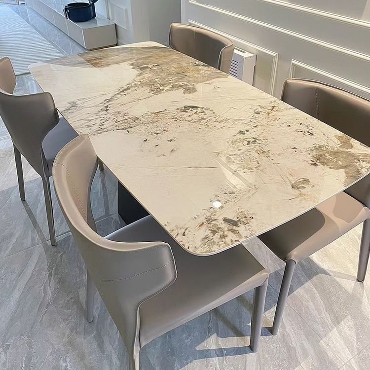 Luxury Double Pedestal Dining Table Sintered Stone Dining Room Desk