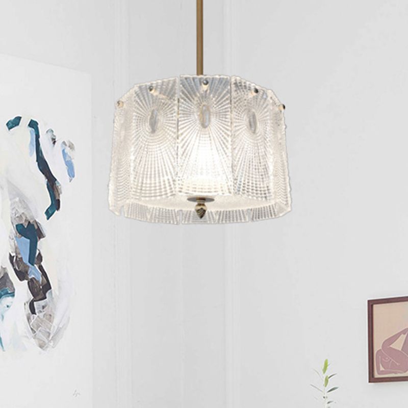 Sospensione oro Luce artistica artistica chiara in vetro intagliato lampadario per sala da pranzo