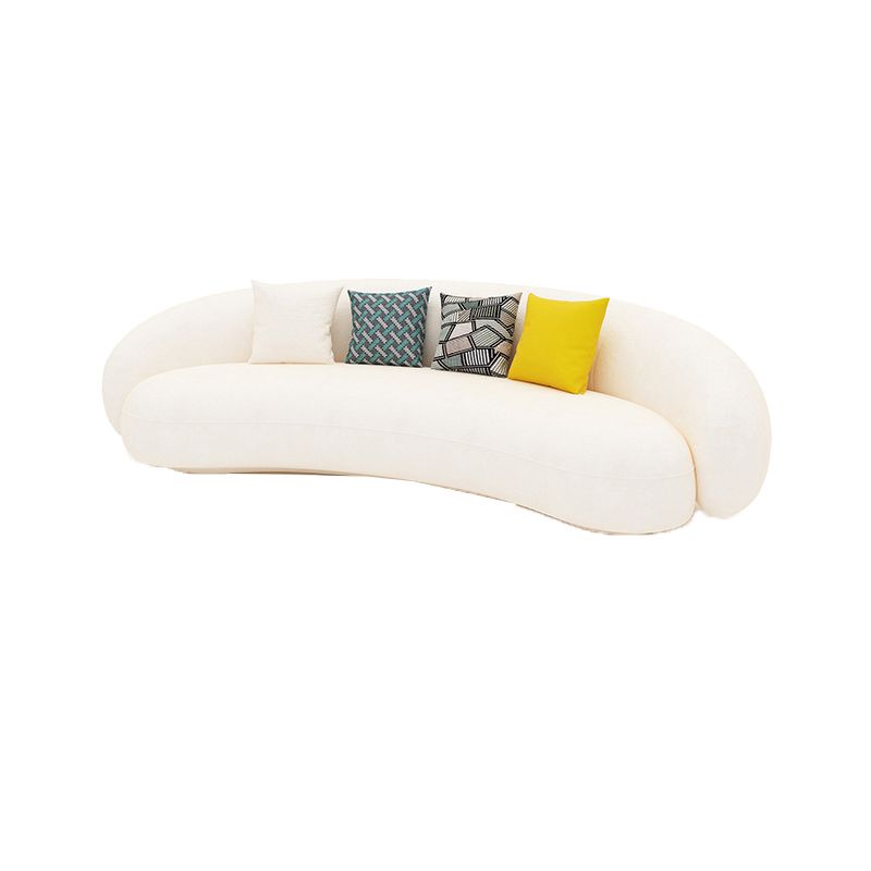 23.62" High Sloped Arm Sofa with 4 Pillows Wool Sofa in White