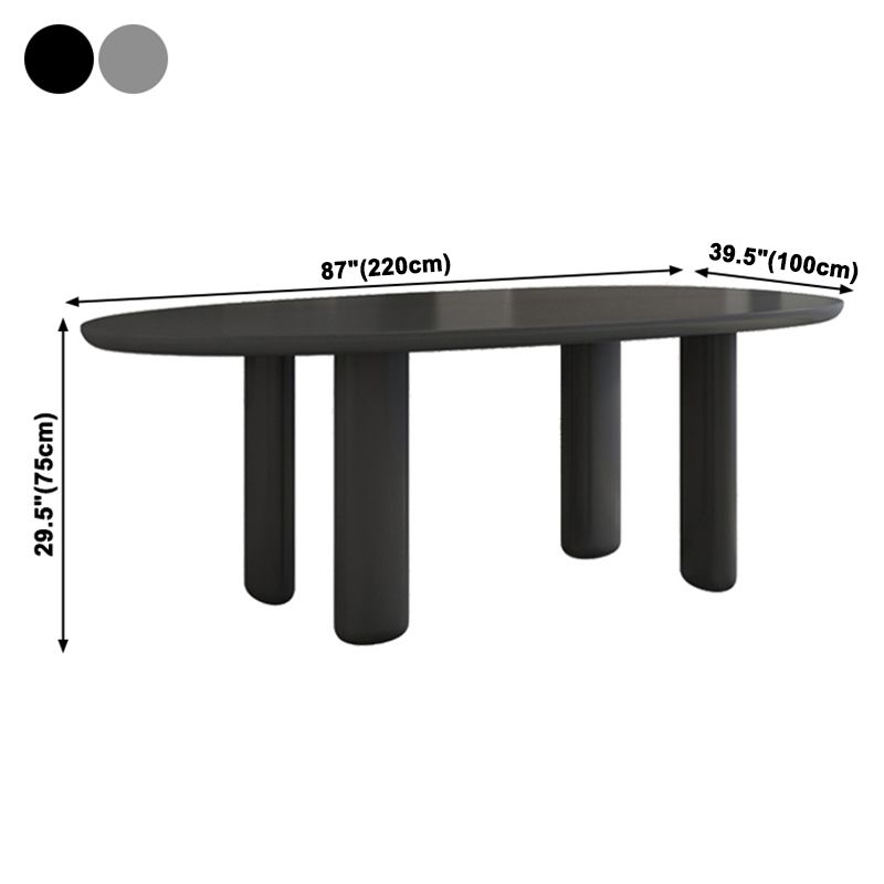Oval Solid Wood Dining Table in Grey/Black Modern Table with 4 Legs for Restaurant