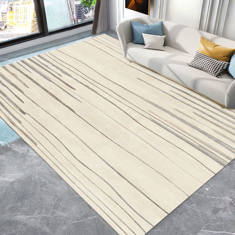 Abstract Style Stain Resistant Rug Beige Loom Rug for Bedroom