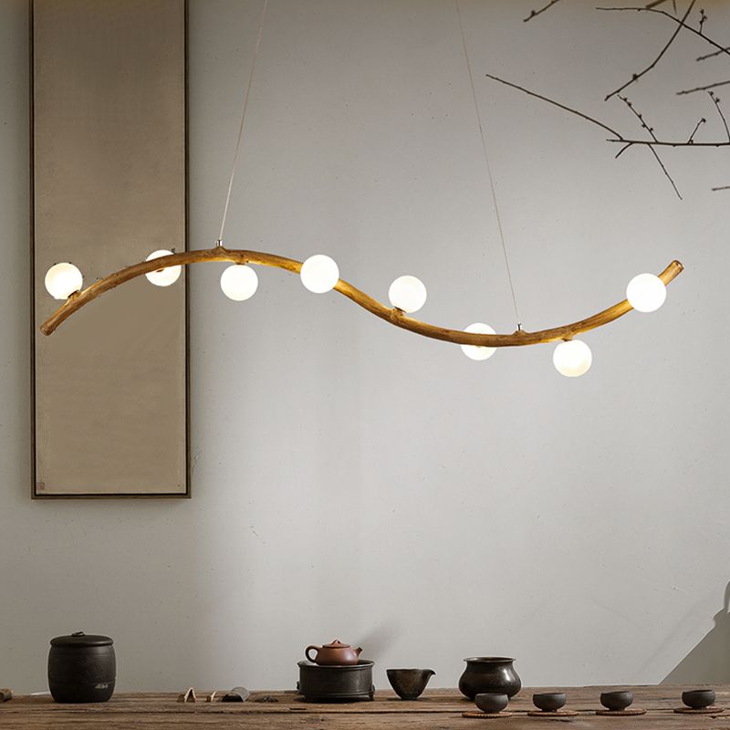 Simple Chandelier Glass Six Head Pendant Lighting Fixtures for Dining-table
