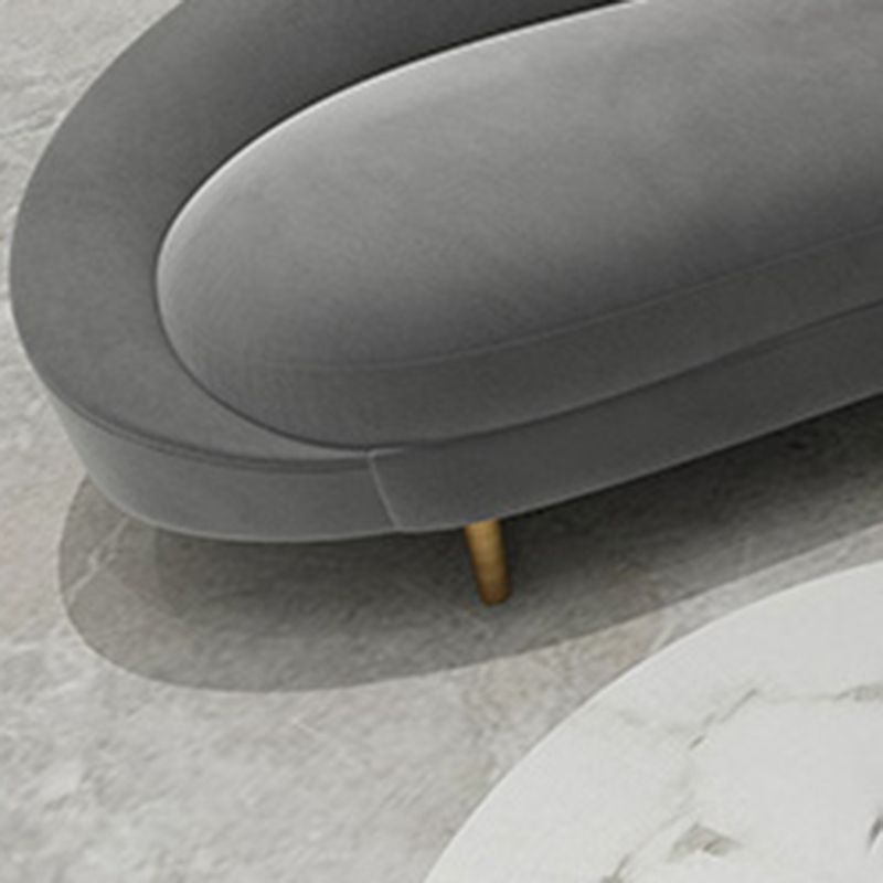 Curved Velvet Sofa Tight Back 33.46 inch High Sloped Arm Sofa