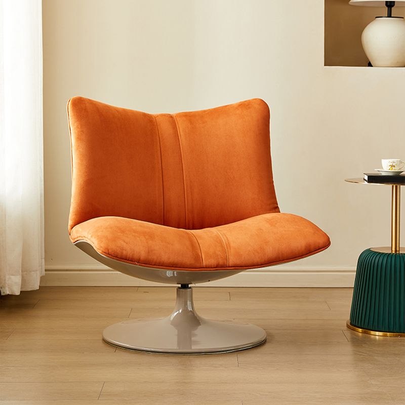 Swivel Parsons Chair with Round Metal Base and Fixed Back for Living Room