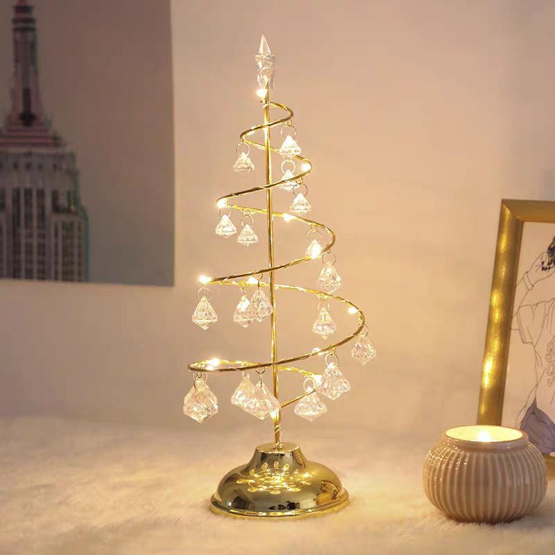 Lampada da tavolo per albero di Natale argento/oro Lampada da comodino moderna a LED in cristallo trasparente K9 per camera da letto