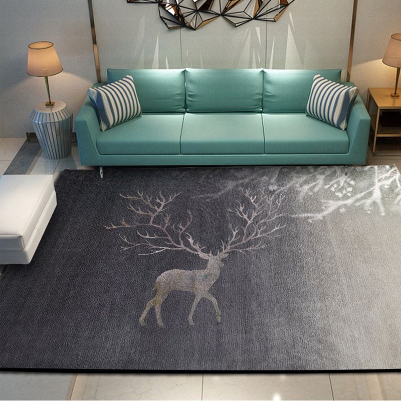 Multicolor Home Decoration Carpet Modern Plant Printed Area Rug Polyester with Non-Slip Backing Rug