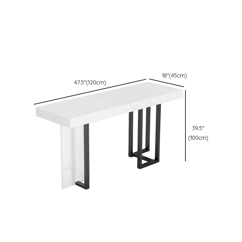 Rectangle Faux Marble Top Bar Table Industrial Counter Height Table with Double Pedestal