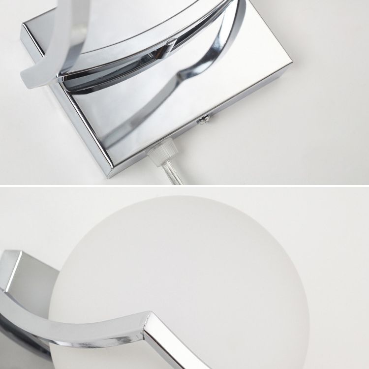 Modern Contracted Ball 1 Head Glass Material Milky White Wall Lamp