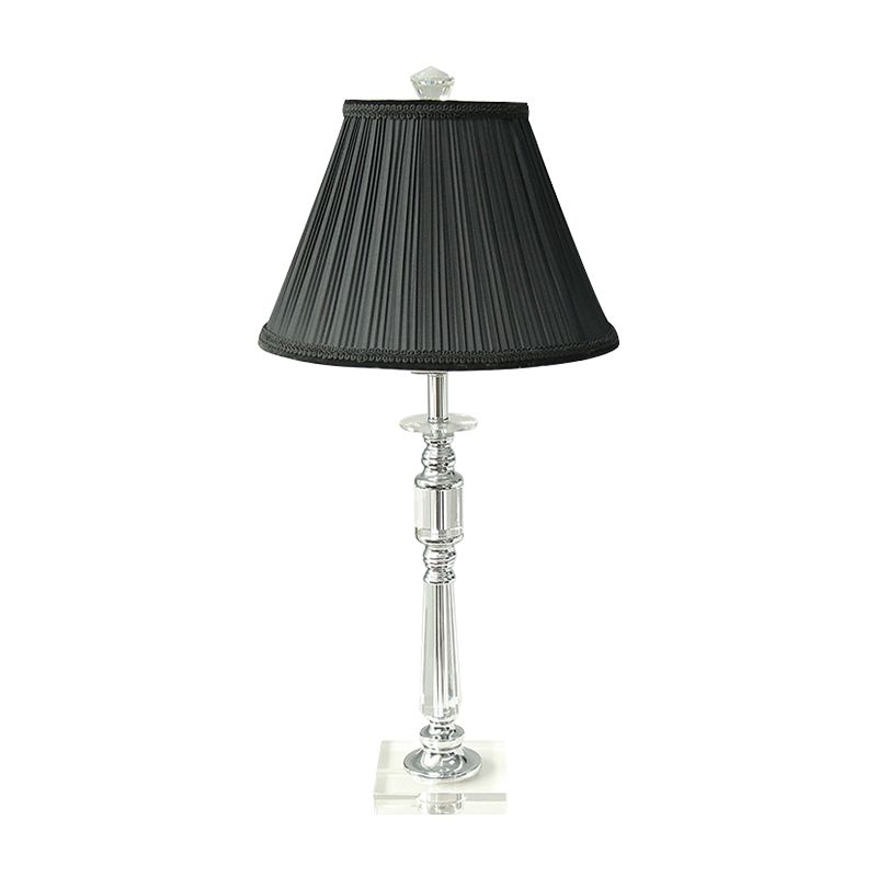 Lampada da comodino moderna a candelabro in vetro cristallo trasparente con 1 lampadina, lampada da comodino per camera da letto in nero