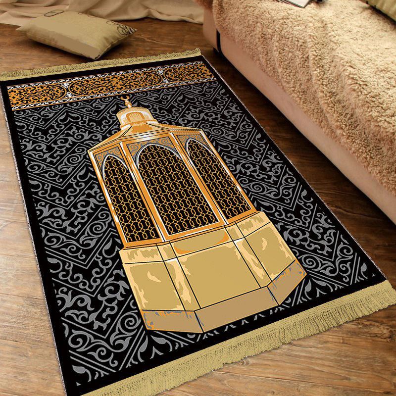 Modern Black Carpet Graphic Polyester Carpet Washable Carpet for Home Decor