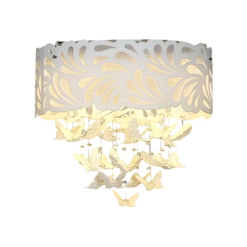 8/12-Head/LED Conical Flush Light Contemporary Crystal Drop Close to Ceiling Lighting in White, 18"/23.5"/12.5" Wide