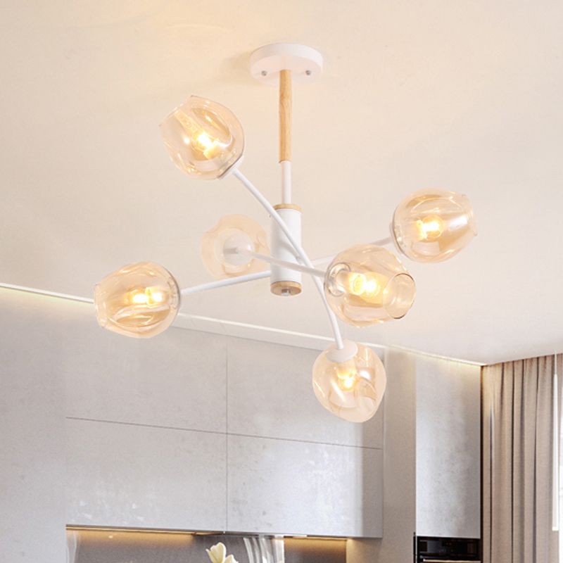 Dome Living Sala Lighting Blue/Tan Glass 6/8 Luces Contemporáne