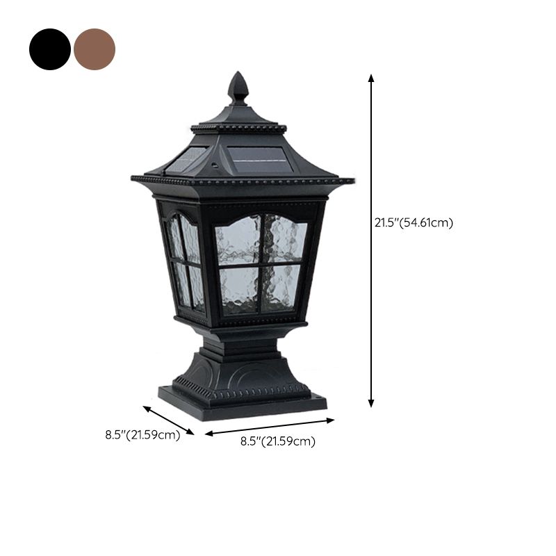 Rectangle Shape Metal Outdoor Light Modern Single Light Solar Pillar Lamp
