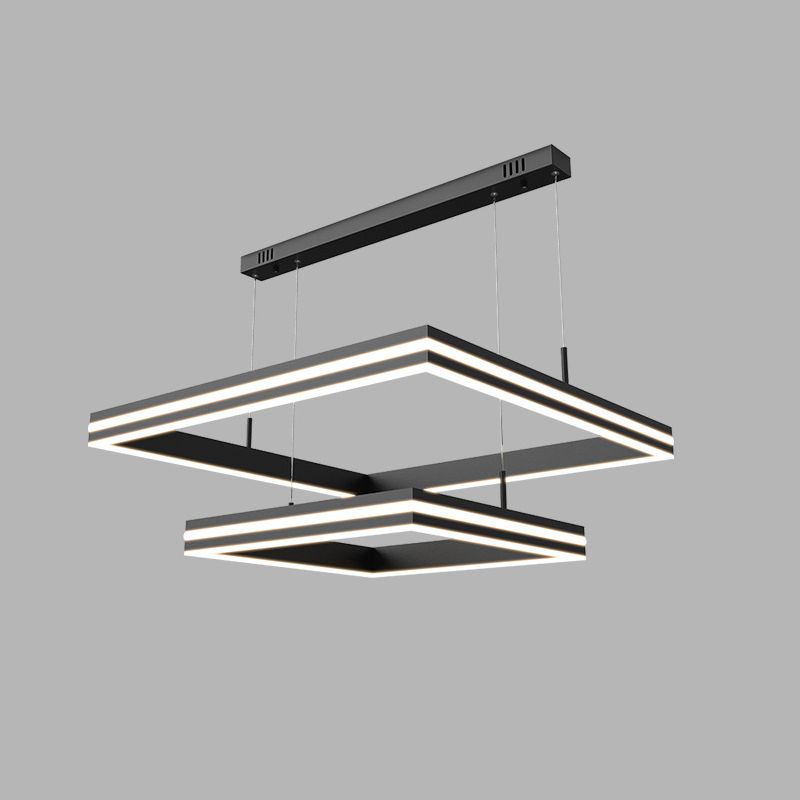 Contemporary Rectangular Chandelier Light Fixtures Restaurant Hanging Chandelier with Acrylic Shade