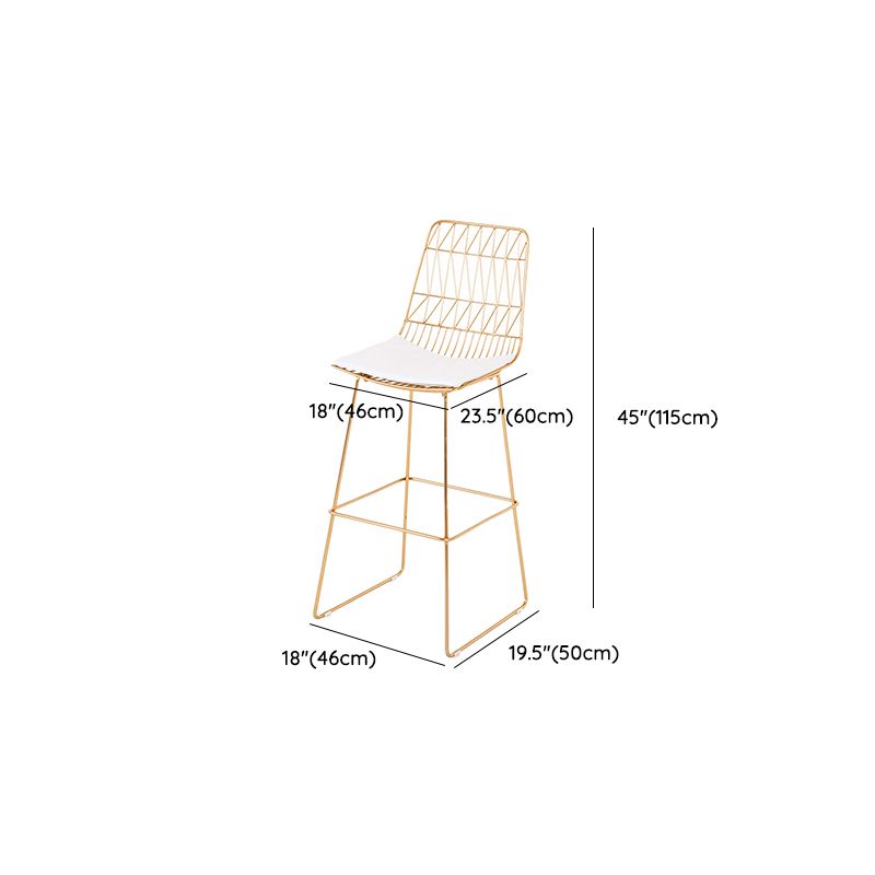 Glam Metal Bar Stools Low Back Dining Stools with Metal Legs