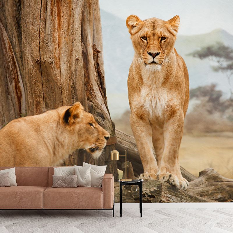 Lioness Mural Decal Contemporary Wallpaper Eco-friendly Wall Decor for Bedroom
