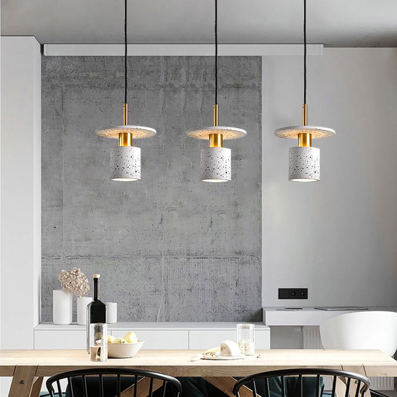 Marble UFO Shape Hanging Lights Modern Style 1 Head Hanging Mount Fixture for Restaurant