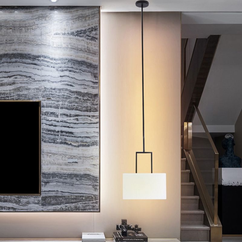Tambor de tono blanco lámpara colgante de colgantes moderno 1 luz de techo colgante de luz para dormitorio