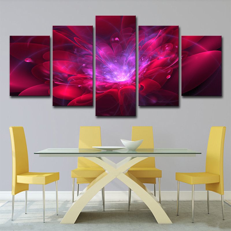 Red Flower Blossom Canvas Print Multi-Piece Stylish Girls Bedroom Wall Art Decor
