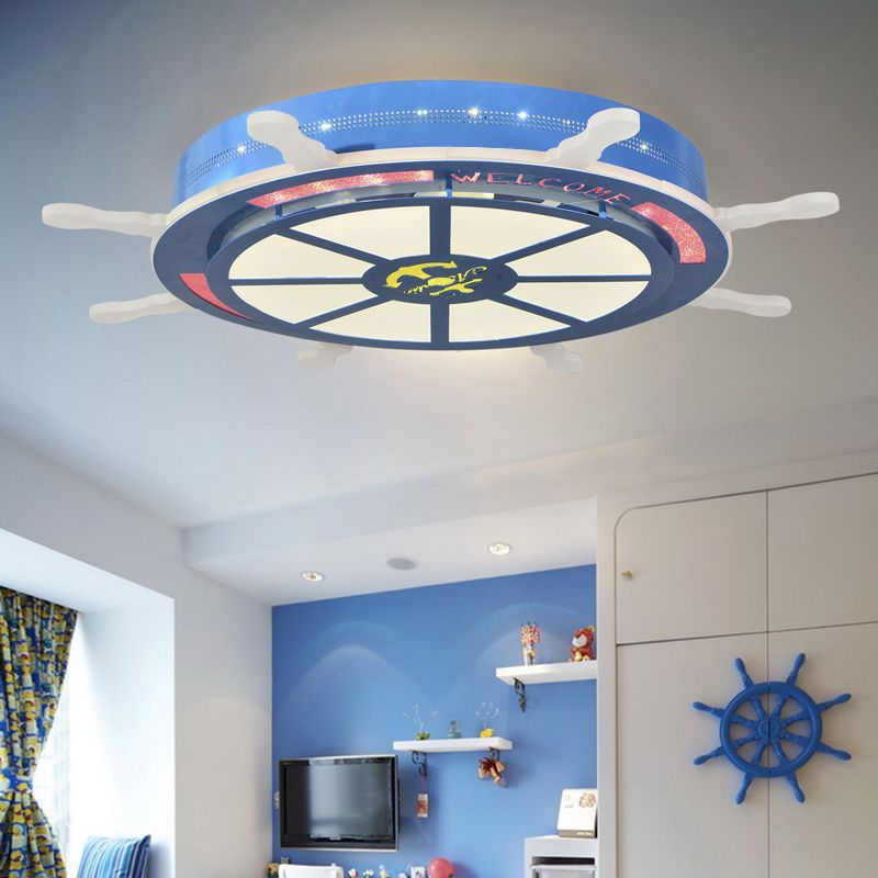 LED-Schlafzimmer-Unterputzleuchte, Cartoon-stilvolle, blau/rosa Unterputzbeleuchtung mit Ruder-Acrylschirm