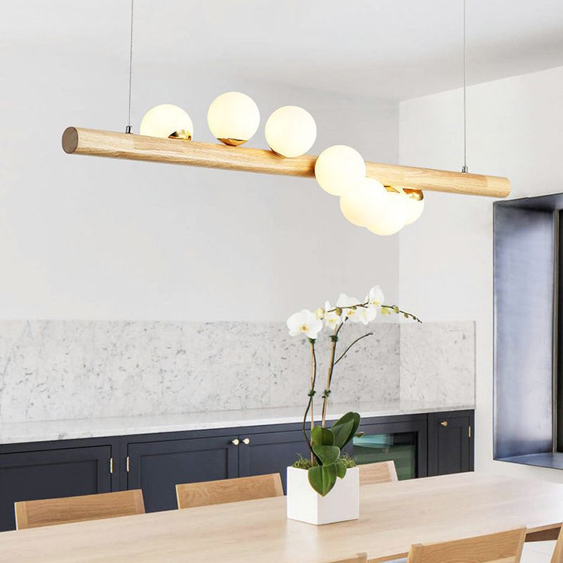Wood Kitchen Island Lighting Contemporary Glass Shaded Ceiling Light for Home