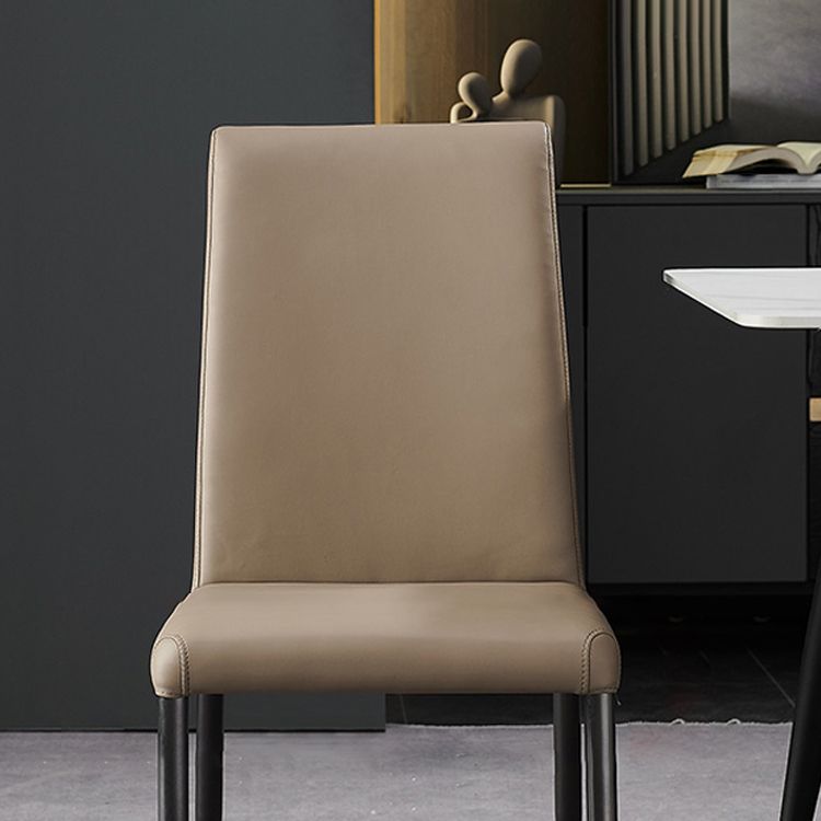 Sillas laterales de comedor con respaldo sólido de diseño industrial, sillas de comedor de piel sintética