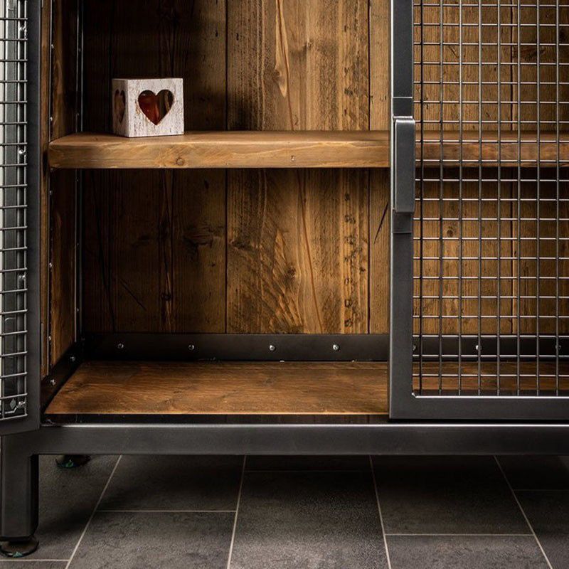 Industrial Accent Cabinet with Distressed Wood Top and Iron Legs