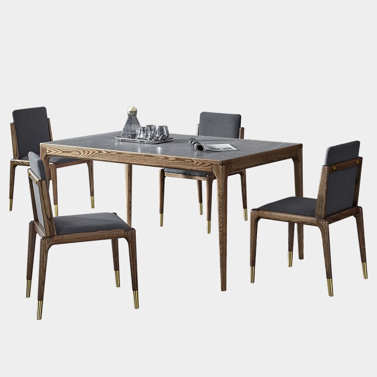 Sintered Stone Grey Dining Table Mid-Century Modern 4 Legs Table for Dining Room
