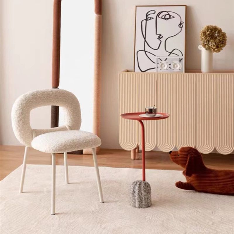 Upholstered Dining Side Chair Metal Frame Open Back Dining Side Chair