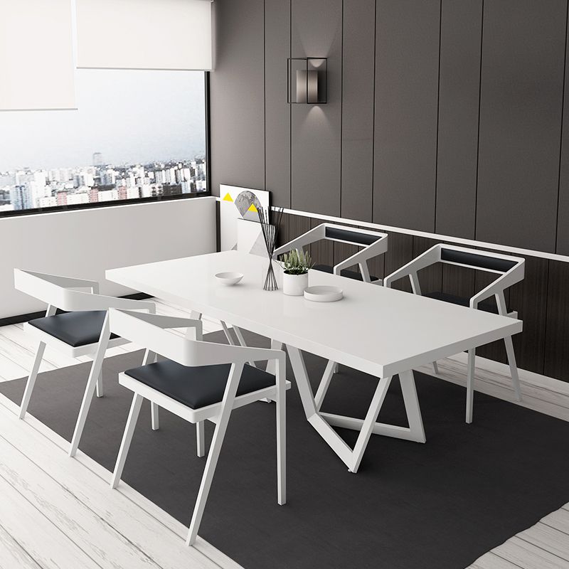 Metal and Wood Table Mid-Century Modern Style Family Rectangular Dining Table