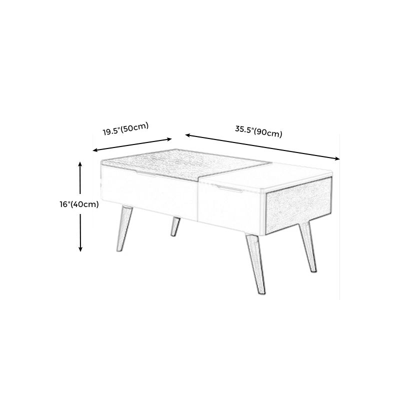 Retangular Natural Wood 4 Legs Coffee Table 1 Single Modern Cocktail Table with Drawers